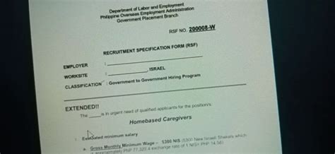 POEA GBP extends the hiring of Homebased Caregivers for Israel.